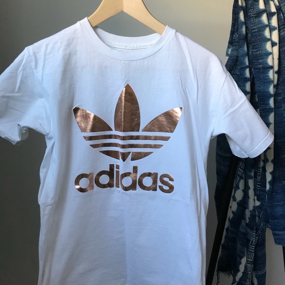 adidas t shirt white and gold